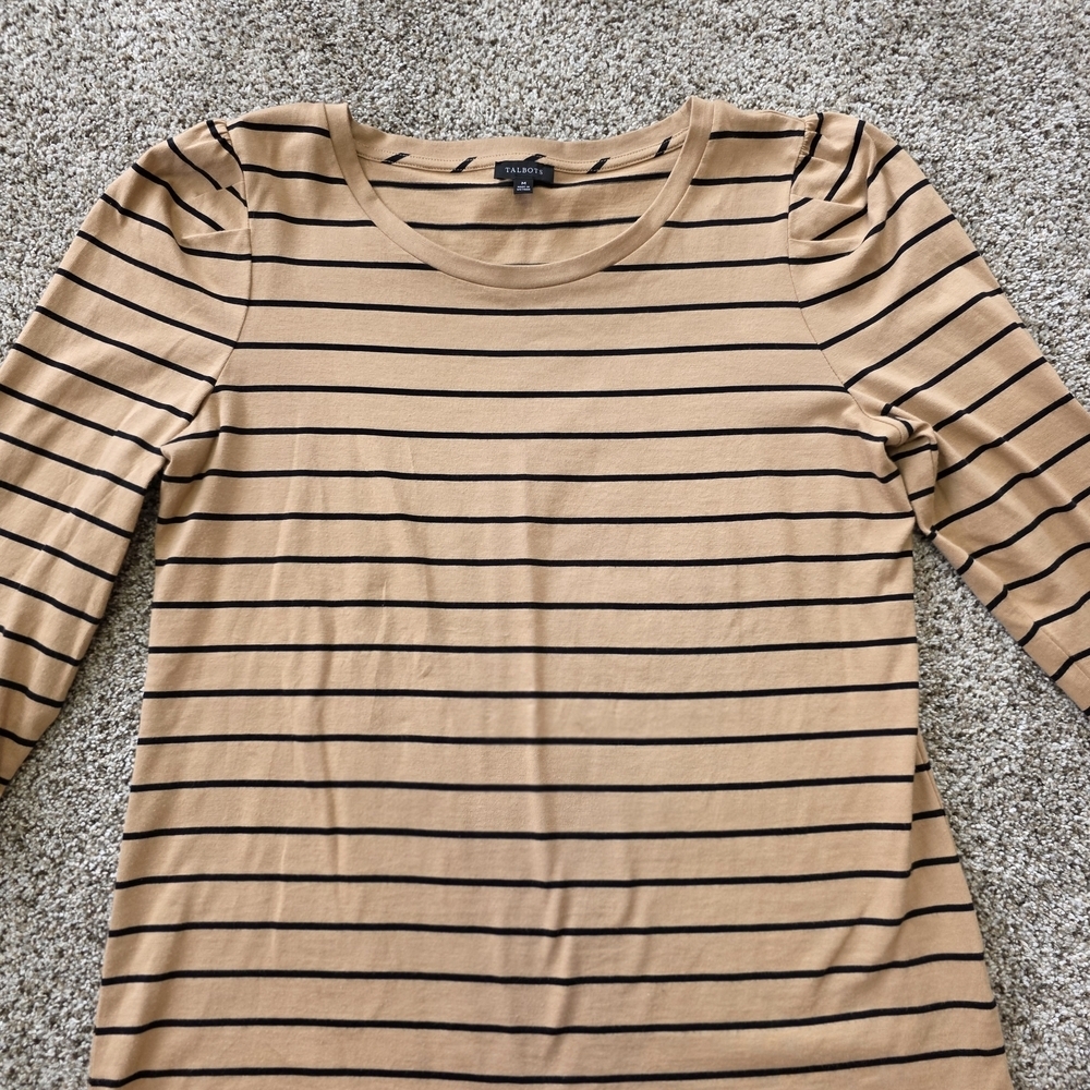 Talbots Striped 3/4 Sleeve Tee
